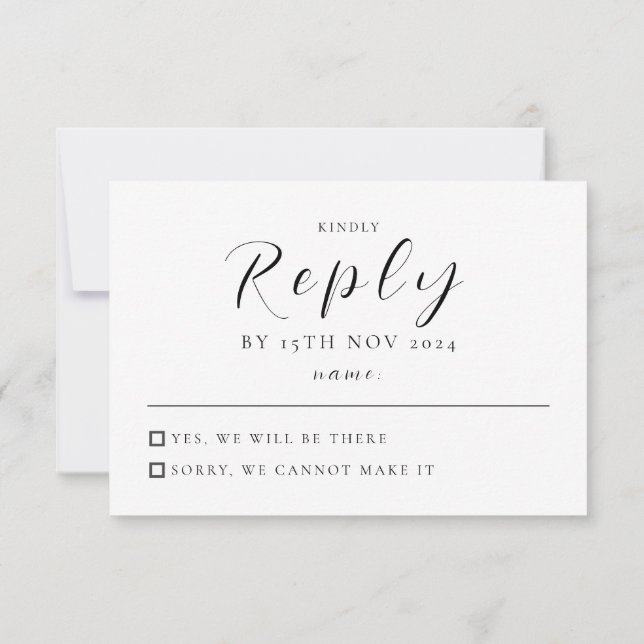 Modern Wedding RSVP Card | Sleek and Minimalist  (Back)
