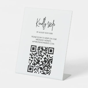 Modern Wedding RSVP Card with QR Code Pedestal Sign