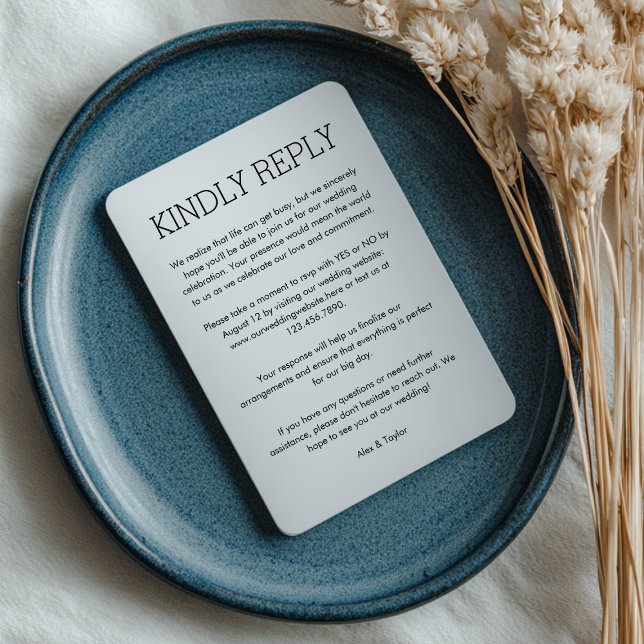 Modern Wedding RSVP Deadline Guest Reminder Card (Creator Uploaded)