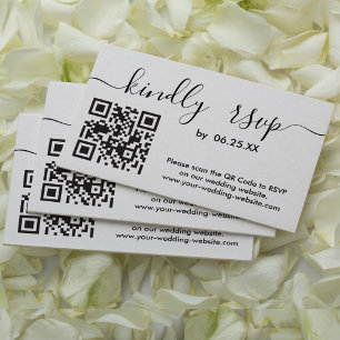 Modern Wedding RSVP Online Website With QR Code Enclosure Card