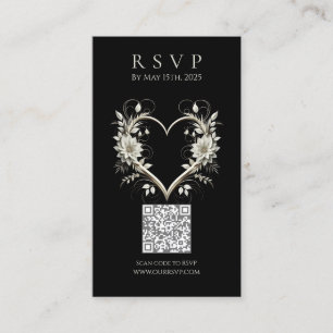 Modern Wedding RSVP QR code-Flowers with a Heart Business Card