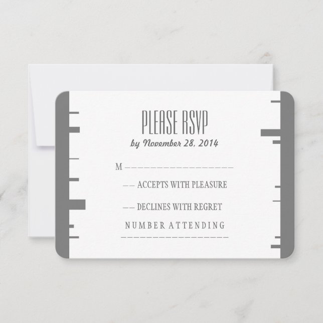 Modern wedding RSVP with birch bark Card (Front)
