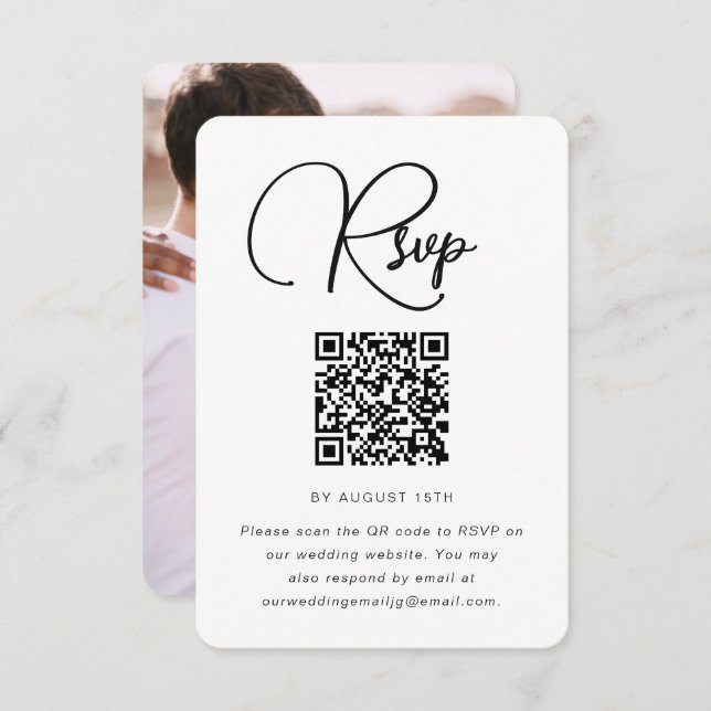 Modern Wedding RSVP with QR Code and Photo (Front/Back)