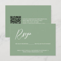 Modern wedding Sage green QR Code reserved seats