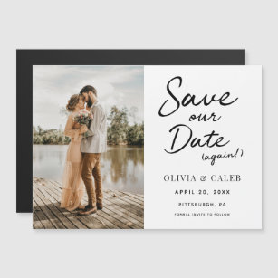 Modern Wedding Save our Date Again Magnetic Magnetic Invitation