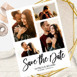 Modern Wedding Save The Date 4 Photo Collage Postcard<br><div class="desc">Modern Wedding Save The Date 4 Photo Collage Postcard</div>