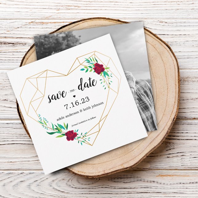Modern Wedding Save The Date Geometric Heart Photo (Modern Wedding Save The Date Geometric Heart Photo)
