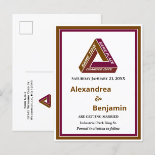 Modern Wedding Save The Date New Date Card