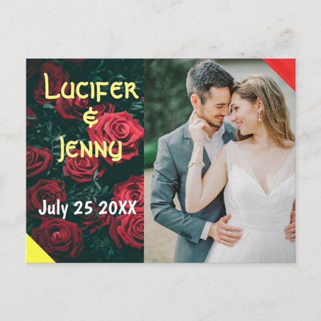 Modern wedding save the date photo invitation  postcard (Front)
