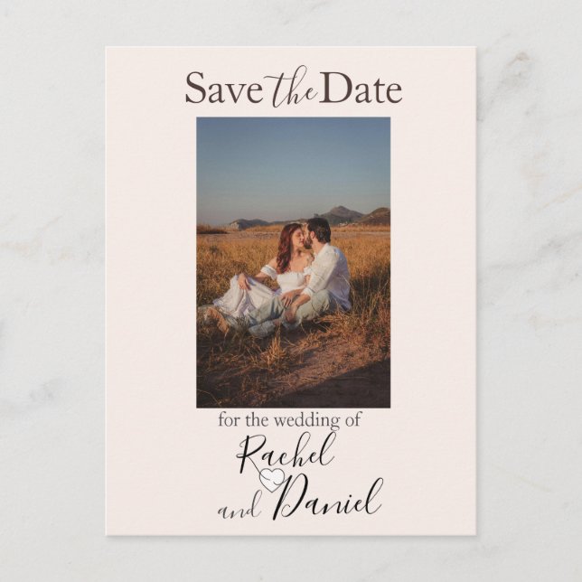 Modern Wedding Save the Date Photo Postcard (Front)
