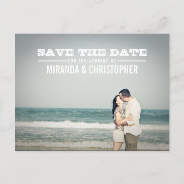 Modern Wedding Save the Date Photo Postcard (Front)