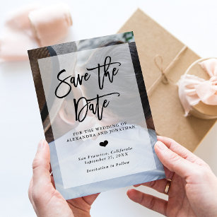 Modern Wedding Save the Date   Photo with Overlay Magnetic Invitation