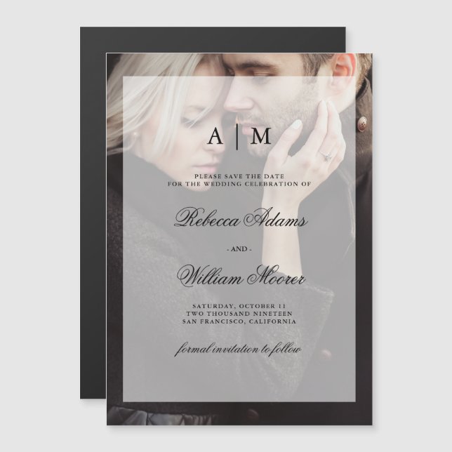 Modern Wedding Save the Date | Photo with Overlay Magnetic Invitation (Front/Back)