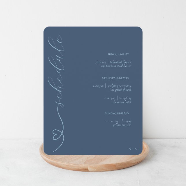Modern Wedding | Schedule & Details | Dark Blue Enclosure Card (Creator Uploaded)