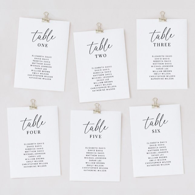 Modern Wedding Seating Chart Table Number Cards (Creator Uploaded)