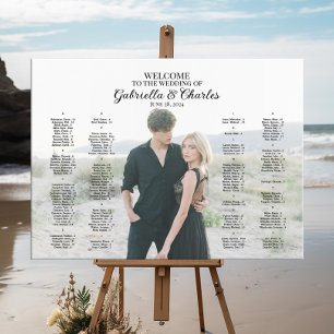 Modern wedding seating chart with photo, elegant canvas print