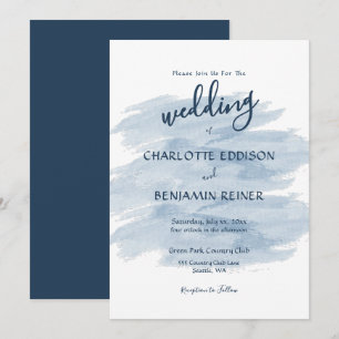 Modern Wedding Shades of Blue Invitation