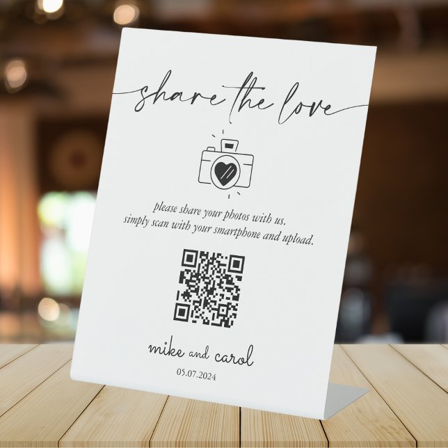 Modern Wedding Share the love photos QR Code Sign (Creator Uploaded)