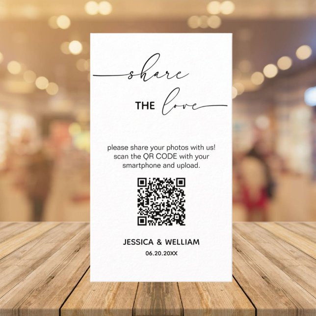 Modern Wedding Share the love Qr Code Enclosure Card (Creator Uploaded)