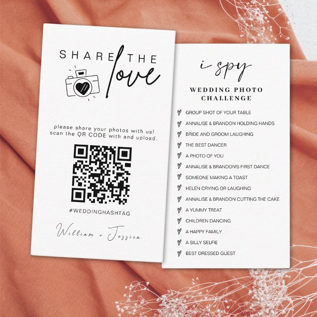 Modern Wedding Share the love QR CODE Enclosure Card (Creator Uploaded)