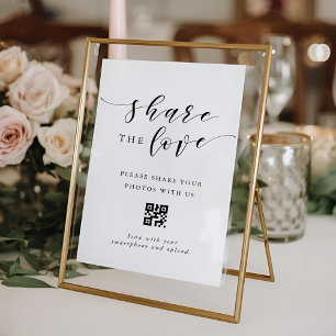 Modern Wedding Share the Love QR code Sign