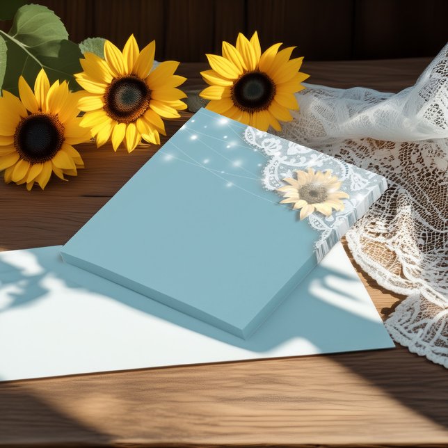 Modern Wedding Shower Lace Sunflower String Lights Post-it Notes (Creator Uploaded)