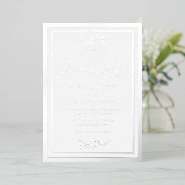 Modern Wedding Silver Leaf Elegant Border (Standing Front)