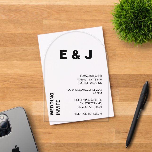 Modern Wedding Simple Bold Acrylic Invitation (Insitu (Invitation Card))