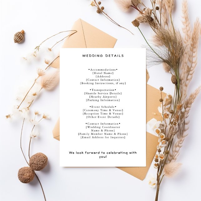 Modern Wedding | Simple Typography Details Enclosure Card (Creator Uploaded)