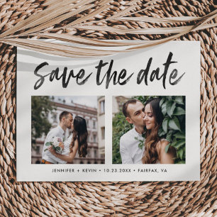 Modern Wedding Square Photos Save the Date Announcement Postcard