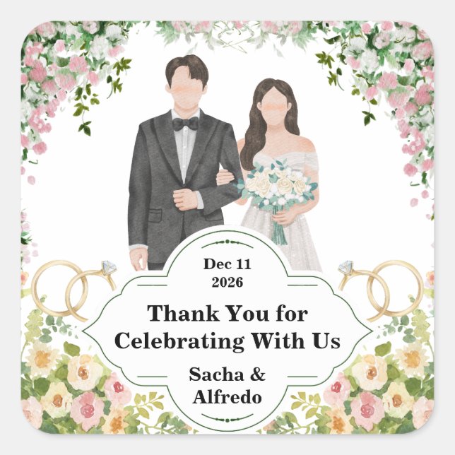 Modern Wedding Sticker | happily ever after (Front)