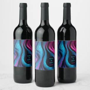 Modern Wedding Table Decor-Blue and Pink- Wine Label