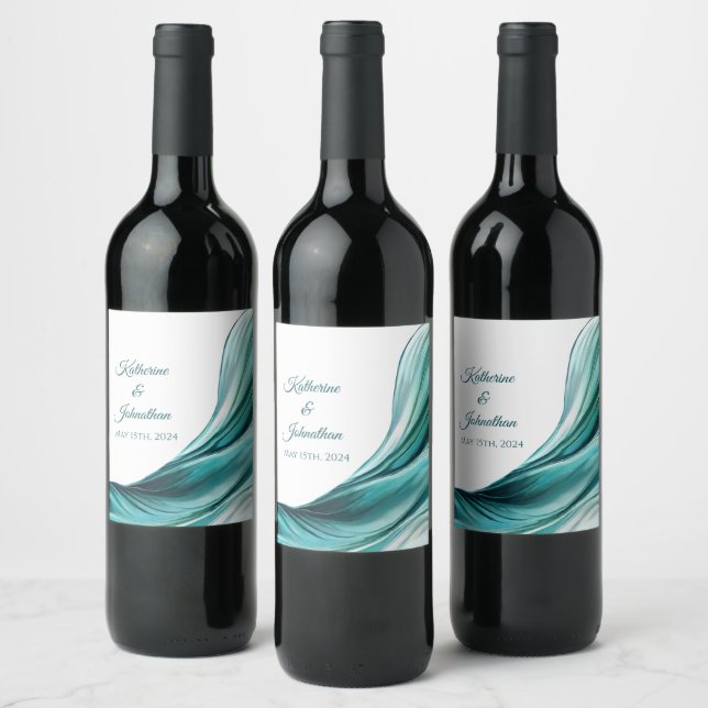 Modern Wedding Table Decor-Emerald Green- Wine Label (Bottles)