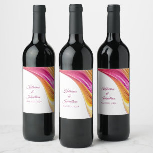 Modern Wedding Table Decor-Pink Orange Yellow- Wine Label