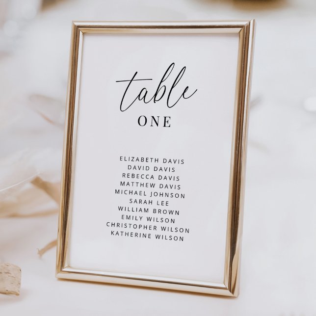 Modern Wedding Table Number Cards with Names (Creator Uploaded)