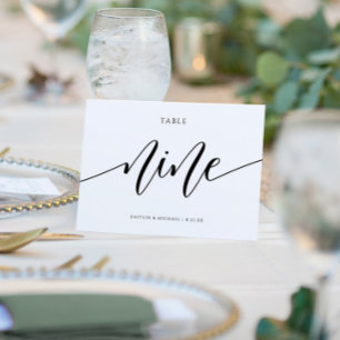 Modern Wedding Table Numbers Calligraphy - 9