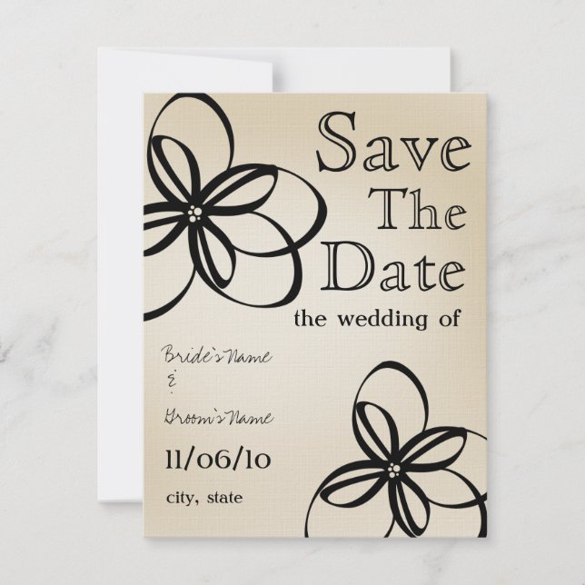 Modern Wedding Tan & Black Save The Date (Front)