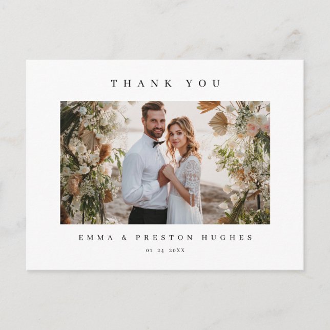 Modern Wedding Thank Notes Photo Postcard (Front)