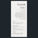Modern Wedding Thank You and Dinner Menu<br><div class="desc">A combined thank you note to your guests and menu in one.</div>