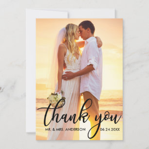 Modern Wedding Thank You Bride Groom Photo B Card