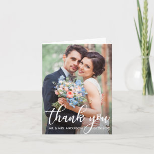 Modern Wedding Thank You Bride Groom Photo Note Card