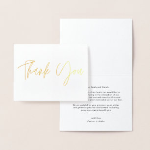 Modern Wedding Thank You Gold Foil folded  Foil Card