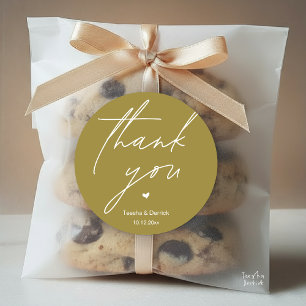 Modern Wedding Thank You Minimal Cute Heart Gifts Classic Round Sticker