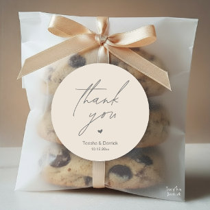 Modern Wedding Thank You Minimal Cute Heart Gifts Classic Round Sticker