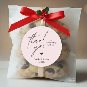 Modern Wedding Thank You Minimal Cute Heart Gifts Classic Round Sticker
