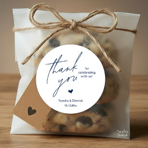 Modern Wedding Thank You Minimal Cute Heart Gifts Classic Round Sticker