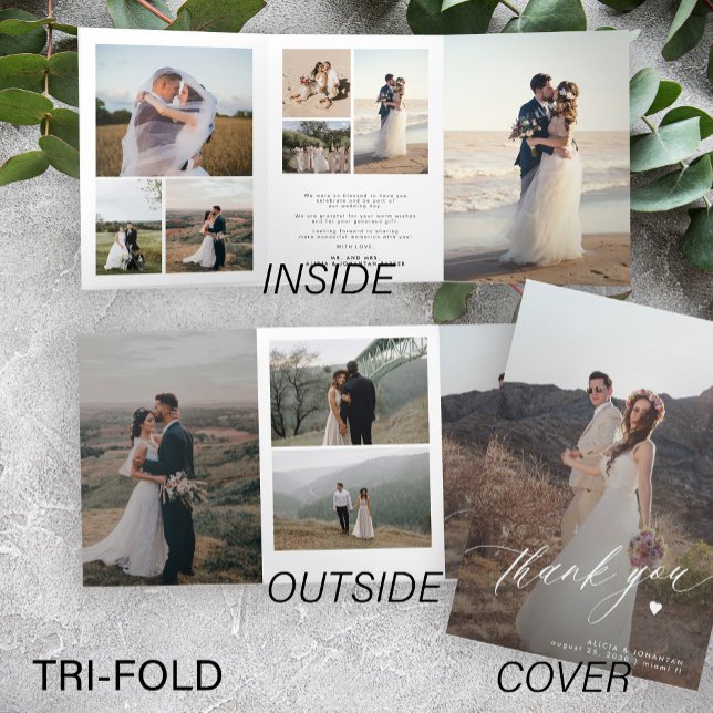 Modern wedding thank you multi photo collage card (Creator Uploaded)