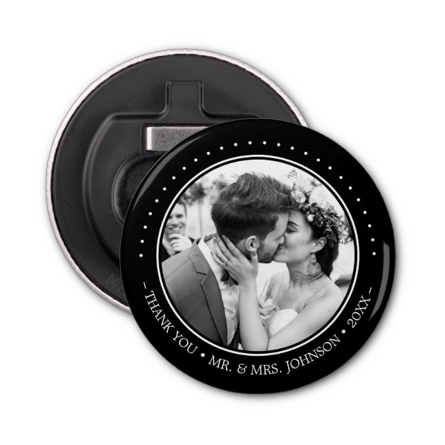 Modern Wedding Thank You Photo Bottle Opener (Front)