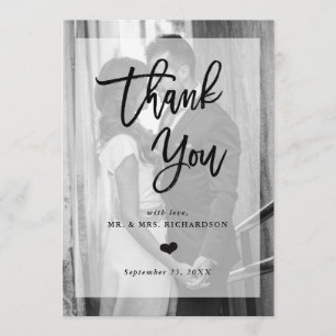 Modern Wedding Thank You Photo with Overlay Card