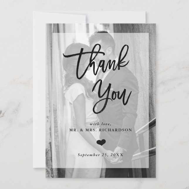 Modern Wedding Thank You | Photo with Overlay Card (Front)